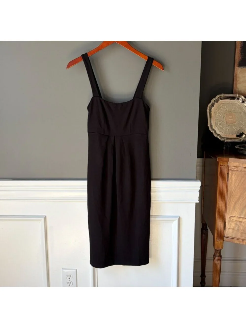 Isabella Oliver Maternity Black Midi Square Neck Stretch Tank Dress NWT Size 0 - Picture 9 of 10